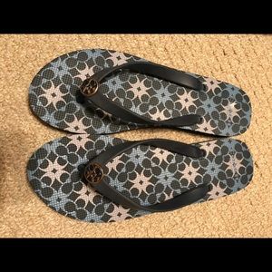 Coach multicolor blue logo flip flops